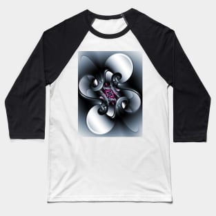 Black and White Curling Shapes Baseball T-Shirt